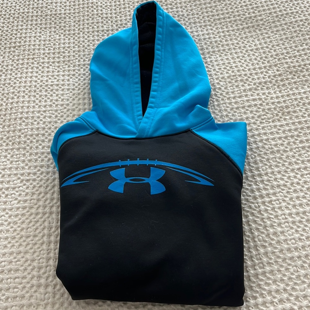 Boys Under Armour hoodie youth medium black and blue